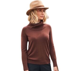 Pure Collection Cashmere Cowl Neck Brown Sweater